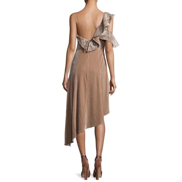 Self-Portrait Velvet Devore Wrap Dress NWT Champagne Grey Size 2 - Picture 2 of 13